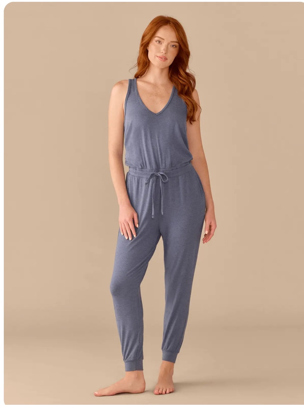 Meundies UltraModal V-Neck Jumpsuit Soft Comfort Lounge Stretch Heather Navy 3X